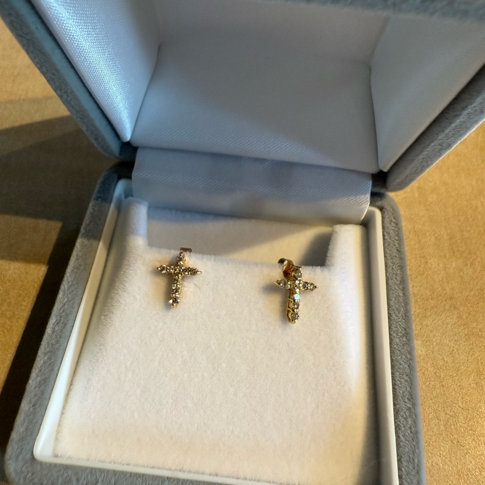 Elegant Gold Cross Earrings